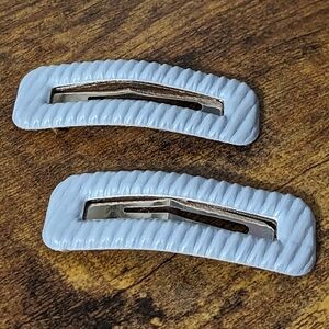2 For $5 Item: Scunchi Blue Textured Snap Clip Set New!